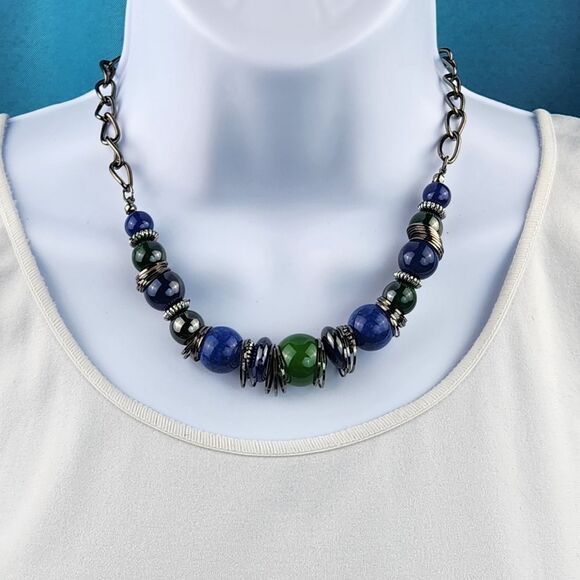 🩵Premier "Dive In" Blue & Green Necklace - Picture 1 of 11